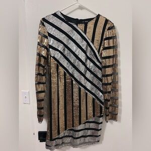 SHEIN Metallic Sequin Striped Dress